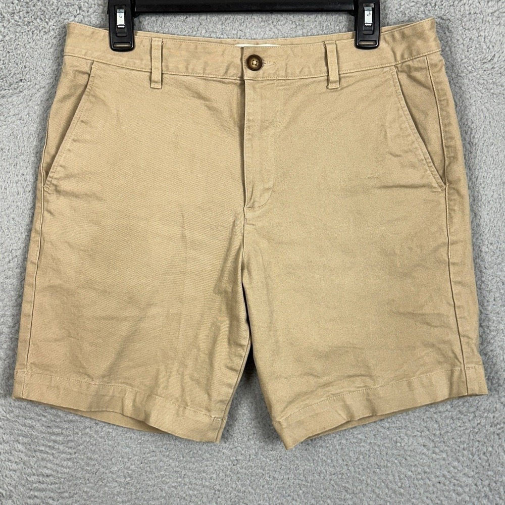 Mott Bow Shorts Mens 30 Tan Khaki Chino Flat Front Stretch Lightweight Pockets